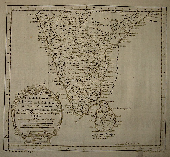 Bellin Jacques-Nicolas (1703-1772) Suite de la carte de l'Inde en deça du Gange.. 1750 ca. Parigi